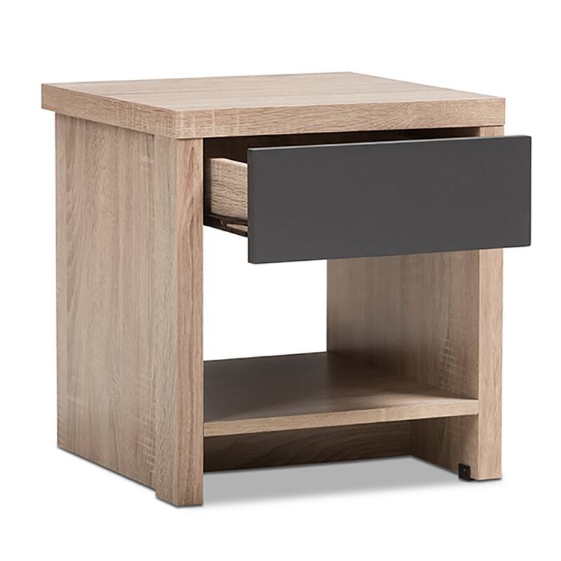Modern Designs Contemporary Two-Tone Oak and Grey Nightstand