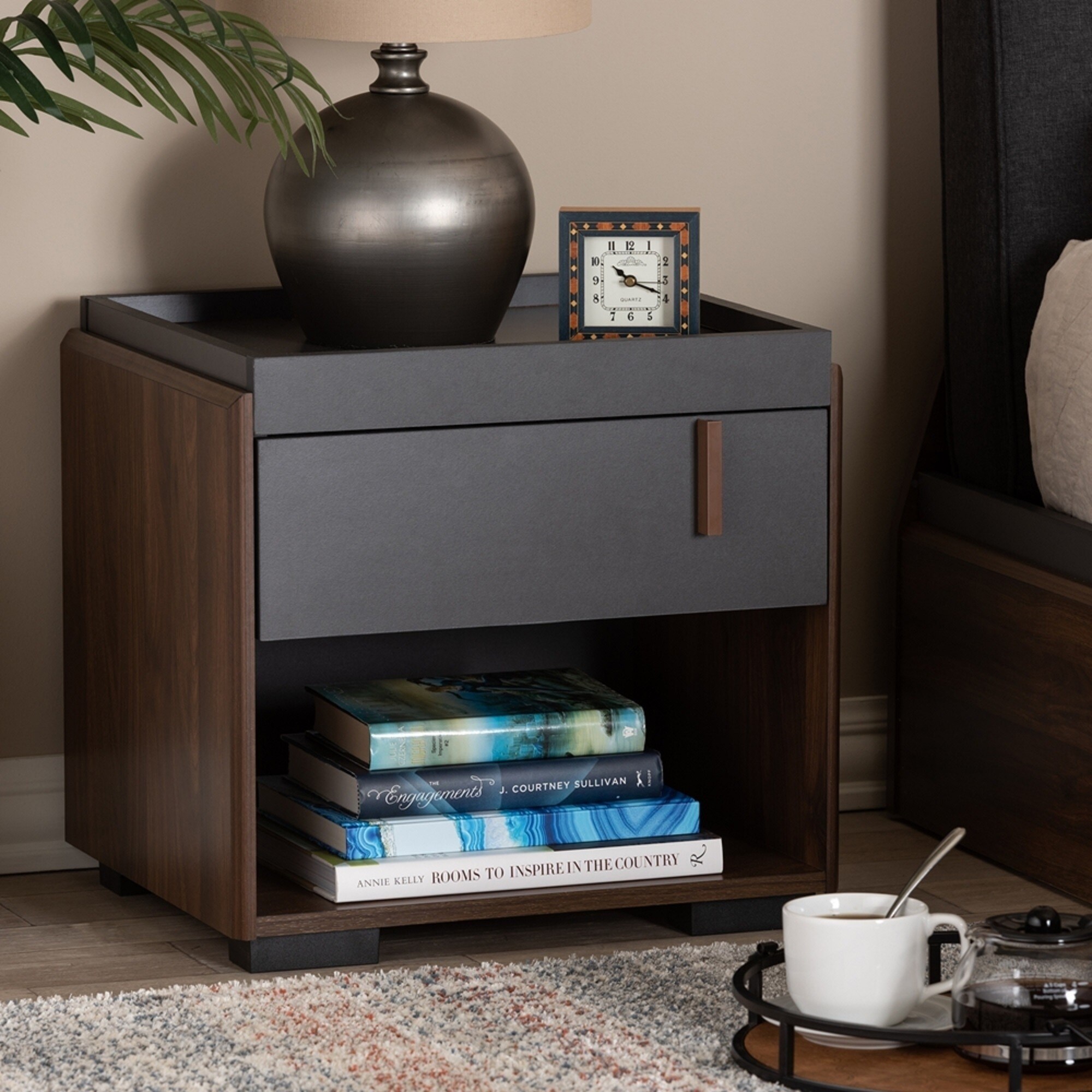 Shop Modern Designs Tray Top Style Nightstand With Drawer And Shelf Overstock 29358418