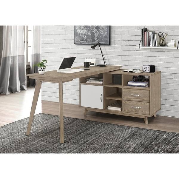 Shop Grey Oak And Light Grey 2 Drawer Swivel Writing Desk