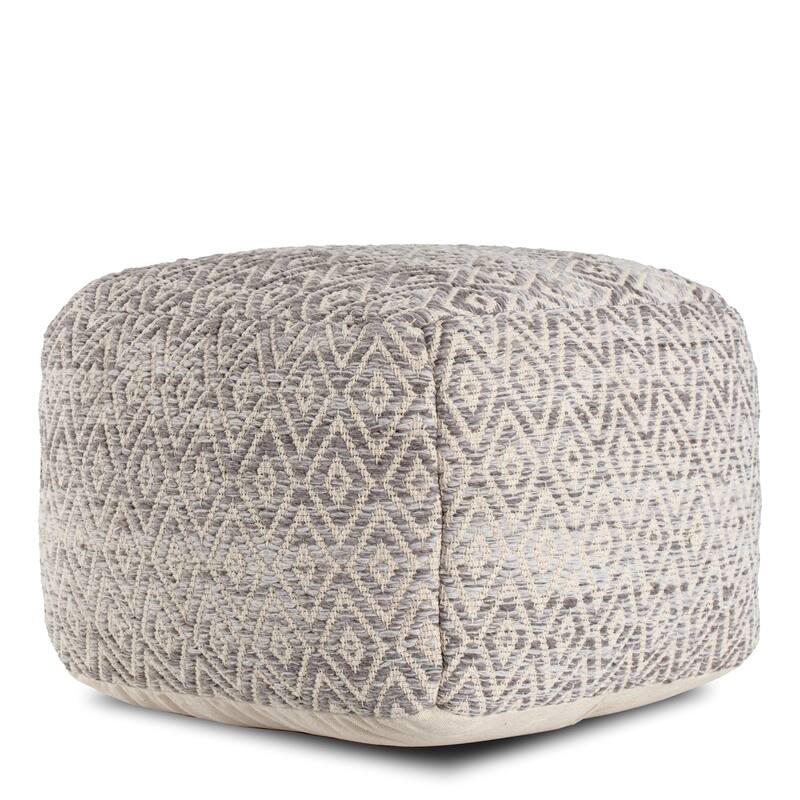 Jani Gray Rhombus 22-inch Square Grey Pouf Ottoman