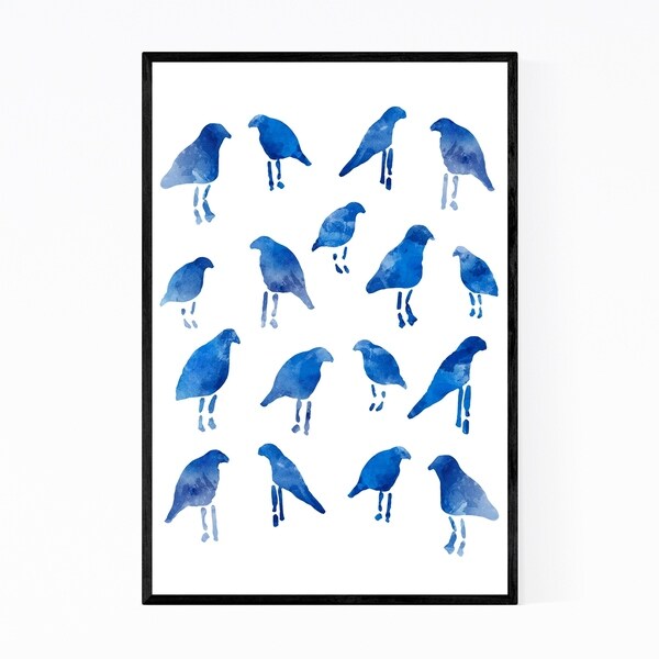 Noir Gallery Blue Bird Pattern Animal Nature Framed Art Print
