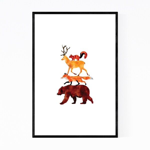 Noir Gallery Forest Animals Illustration Framed Art Print