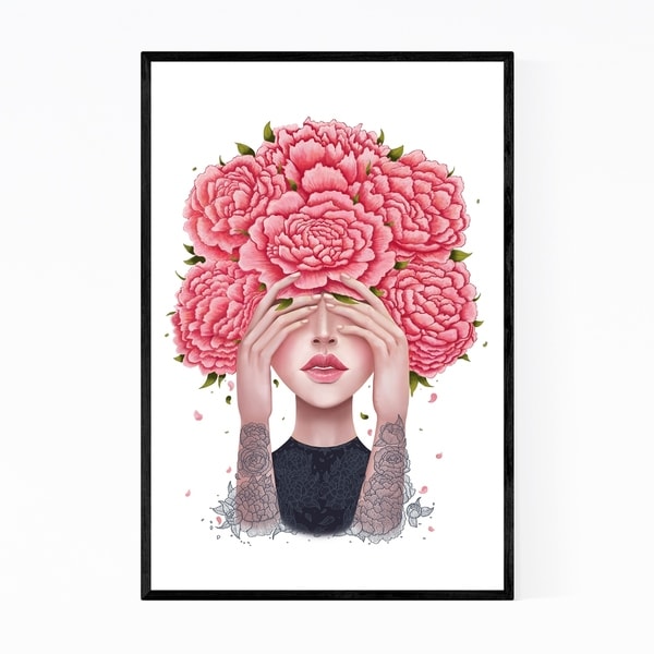 Noir Gallery Floral Botanical Girl Portrait Framed Art Print