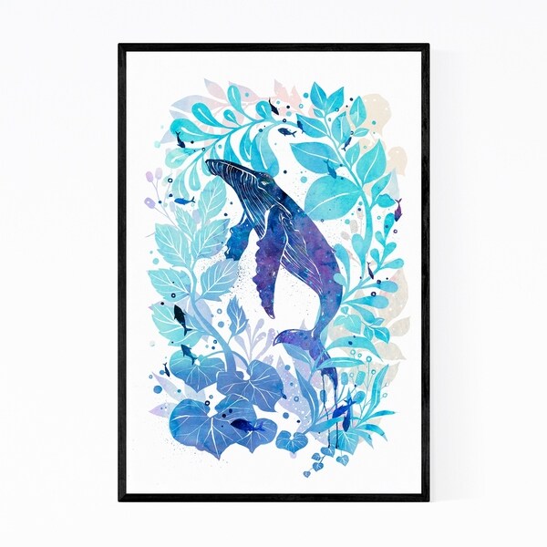 Noir Gallery Humpback Whale Animal Cosmic Framed Art Print