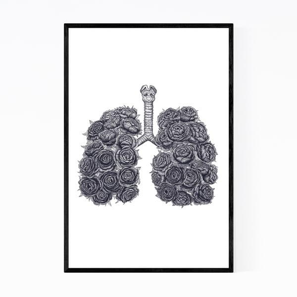 Noir Gallery Lungs with Peonies Floral Botanical Framed Art Print