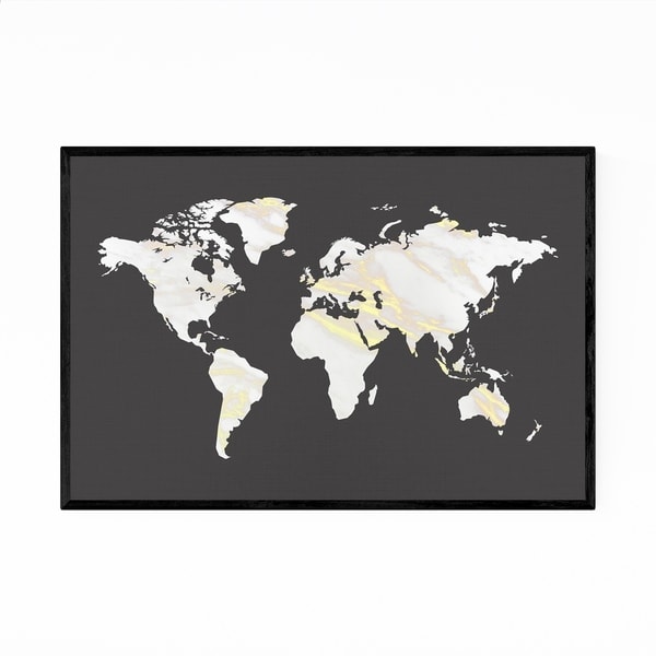 Noir Gallery Marble Gold World Map Framed Art Print