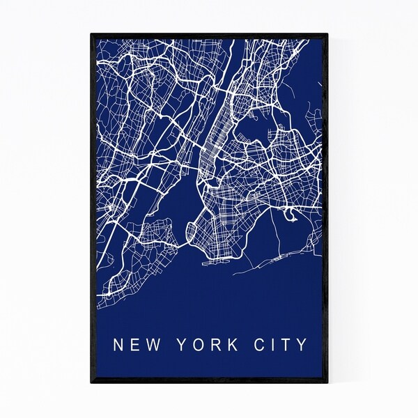 Noir Gallery New York City Urban Street Map Framed Art Print