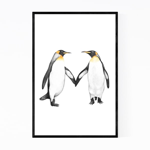 Noir Gallery Penguins Animal Illustration Framed Art Print