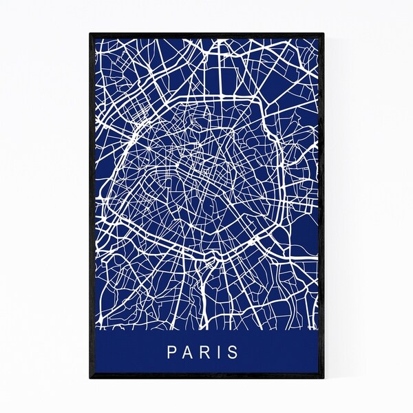 Noir Gallery Paris France Urban Street Map Framed Art Print
