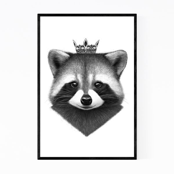 Noir Gallery Raccoon Animal with Crown Funny Framed Art Print