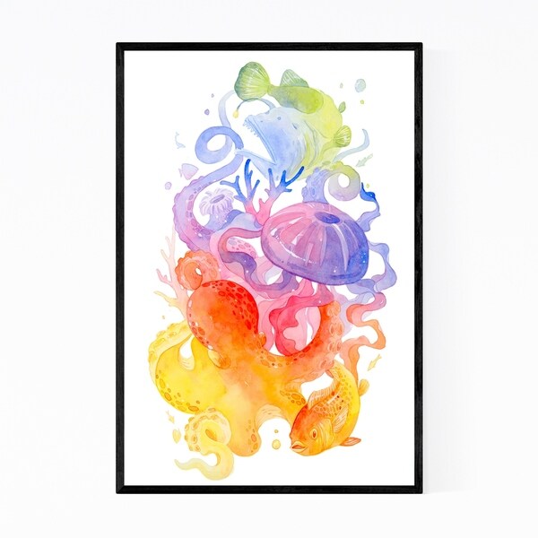 Noir Gallery Pastel Sea Creatures Animals Coastal Framed Art Print