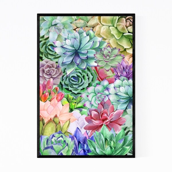 Noir Gallery Succulent Floral Botanical Pattern Framed Art Print