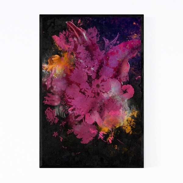 Noir Gallery Red Flower Botanical Abstract Framed Art Print