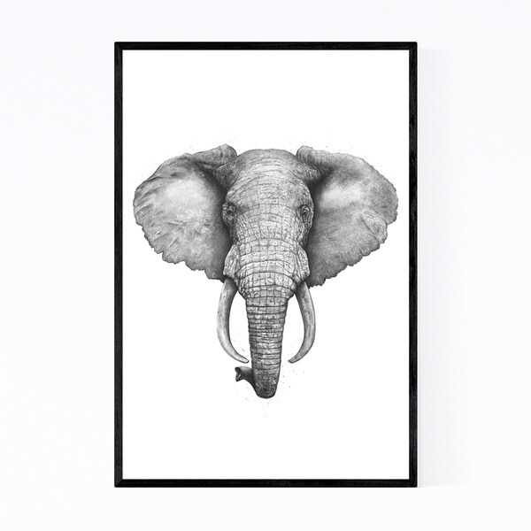 Noir Gallery Elephant Animal Illustration Framed Art Print