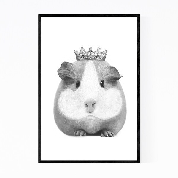 Noir Gallery Guinea Pig with Crown Animal Funny Framed Art Print
