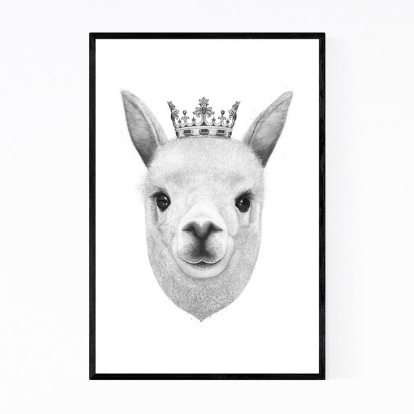 Noir Gallery Llama with Crown Animal Funny Framed Art Print