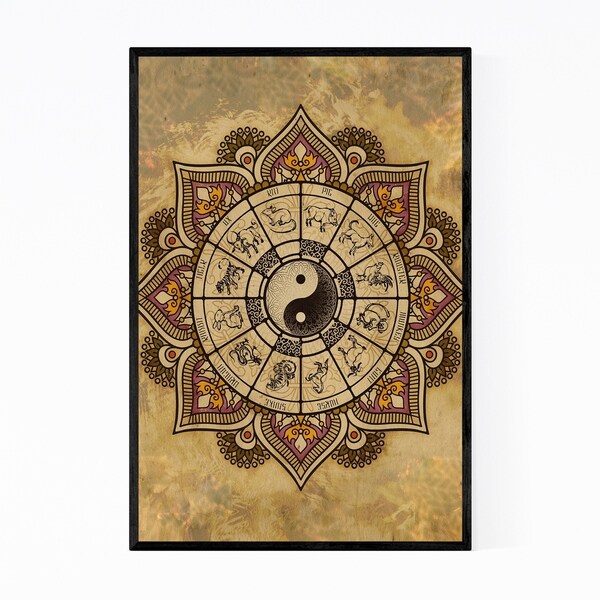 Noir Gallery Yin Yang Chinese Zodiac Mandalas Framed Art Print