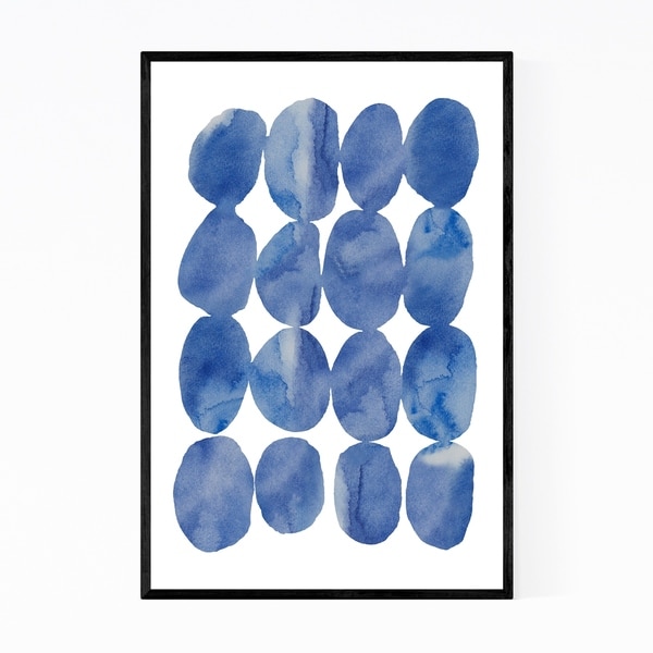 Noir Gallery Blue Stones Nature Watercolor Framed Art Print
