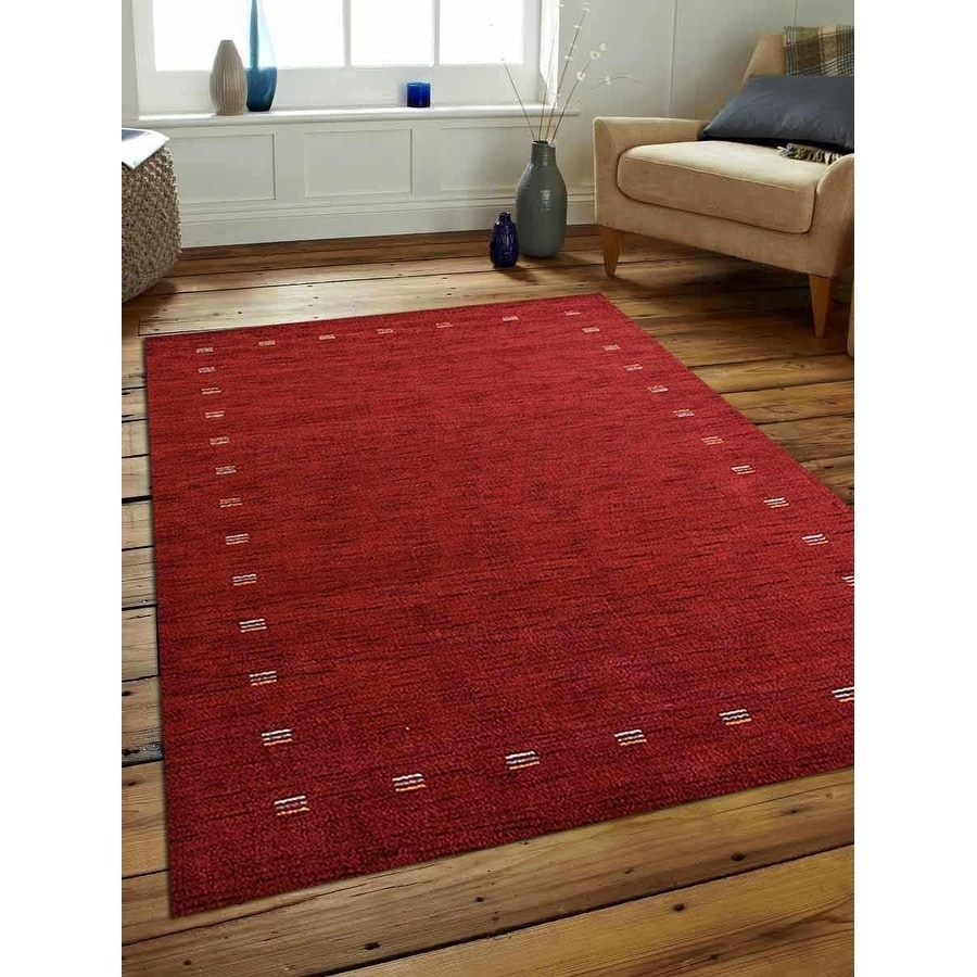 Gabbeh Modern Solid Color Hand Knotted Area Rug Bordered Indian Oriental Carpet