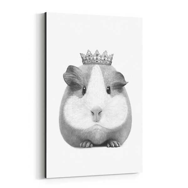 Noir Gallery Guinea Pig with Crown Animal Funny Canvas Wall Art Print
