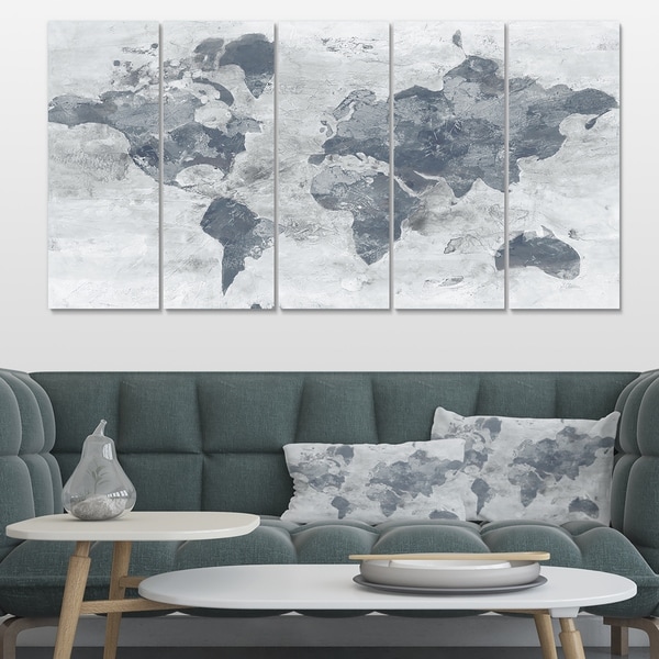 Designart 'Golden Grey World Neutral' Traditional Canvas Art