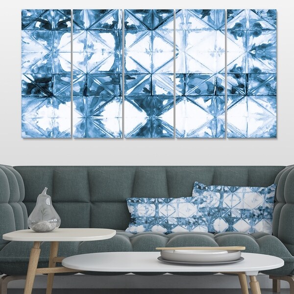 Designart 'Indigo watercolor geometrical I ' Contemporary Gallery-wrapped Canvas