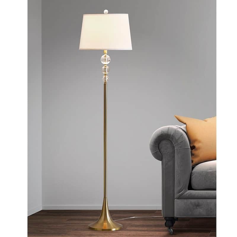 61.5" Madison Crystal Balls Metal Floor Lamp - Antique Brass
