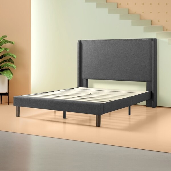 Priage by Zinus Upholstered Wingback Platform Bed