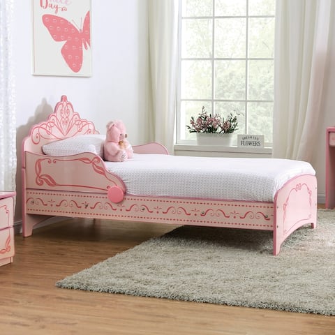 Furniture of America Gosh Cottage Pink Princess Crown Kids Bed
