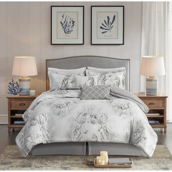 grey white comforter set