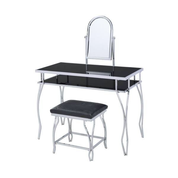 Gl And Metal Vanity Set With Curved Legs Gl And Metal Vanity Set With Curved Legs