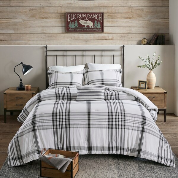 Woolrich Hawkeye Black/White Cotton Yarn Dyed Comforter Set Overstock