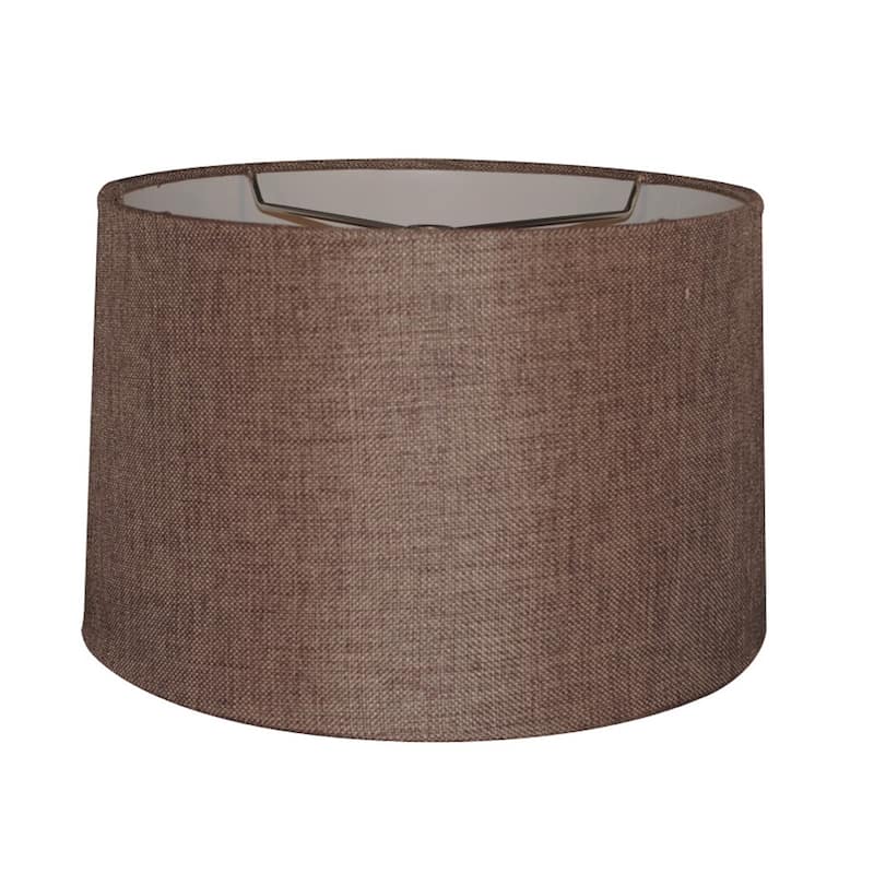 12x14x10" SLIP UNO FITTER Hardback Drum Lamp Shade Chocolate Burlap