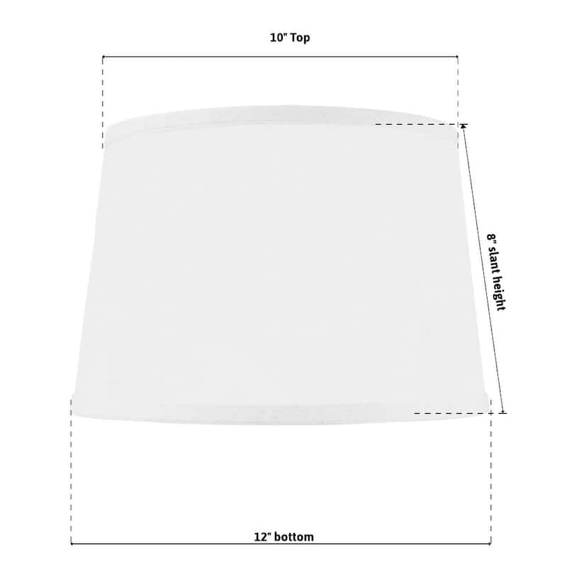 10x12x8" SLIP UNO FITTER Hardback Shallow Drum Lamp Shade White Linen