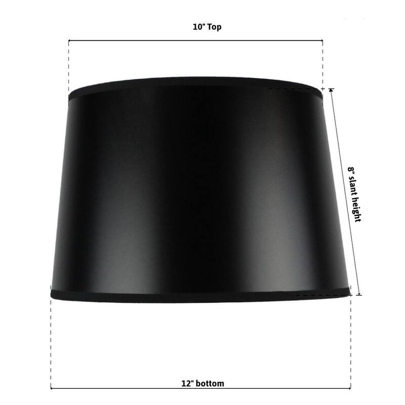 10x12x8" SLIP UNO FITTER Hardback Shallow Drum Lamp Shade Black