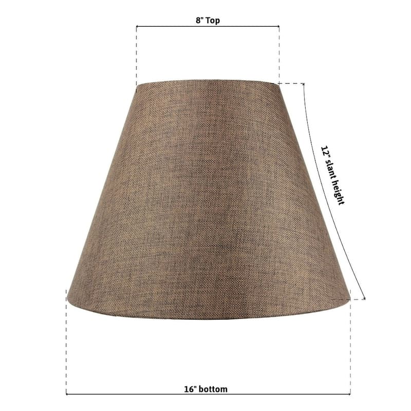 8x16x12" SLIP UNO FITTER Hard Back Empire Lampshade - Chocolate Burlap