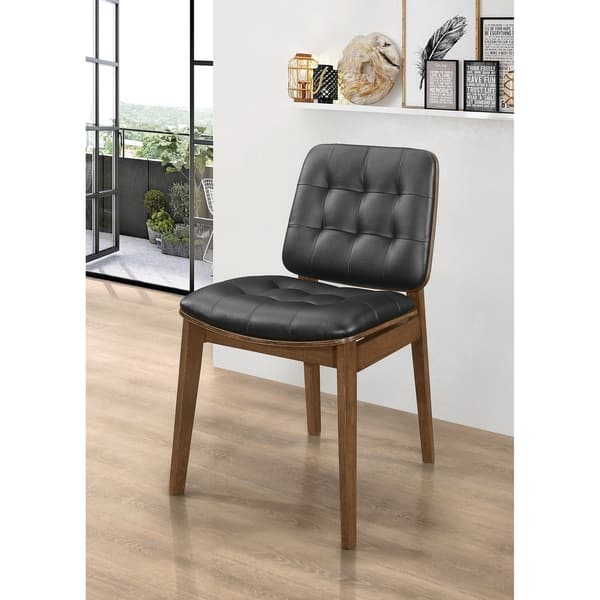Redbridge Black And Natural Walnut Tufted Back Dining Chairs Set Of 2 On Sale Overstock 29367381