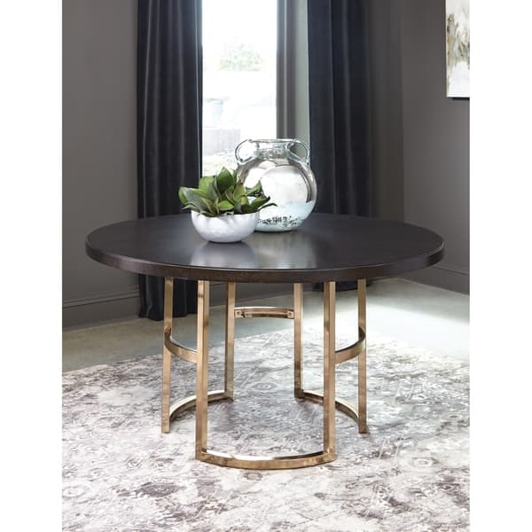 Shop Black Friday Deals On Benton Americano And Rose Brass Round Dining Table With Raised Panels Overstock 29367387