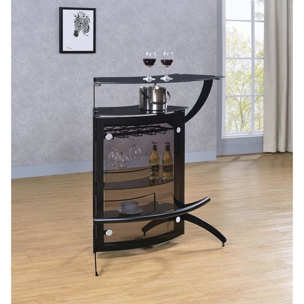 slide 1 of 17, Smoke and Black Tempered Glass Bar Unit