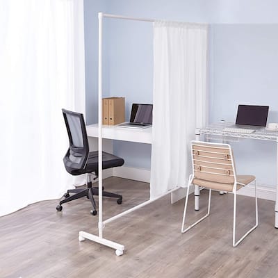 Don't Look At Me - Simplified Privacy Room Divider - White Frame with White Privacy Fabric