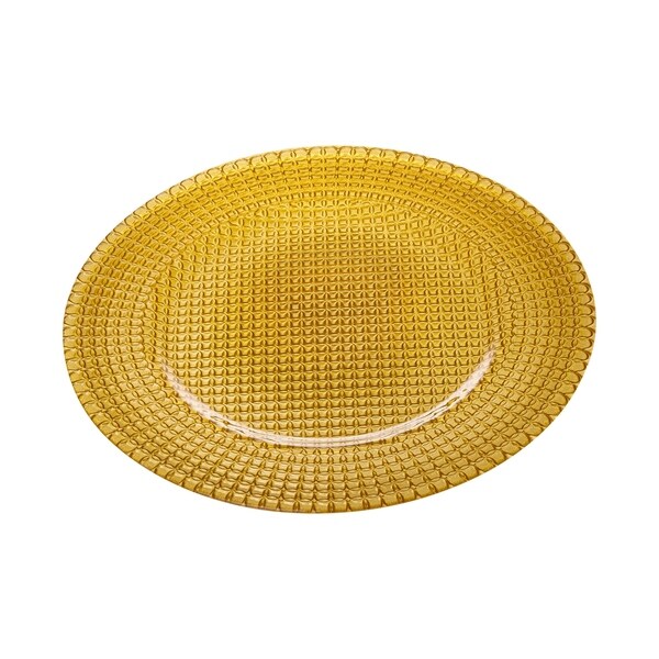 Majestic Gifts Inc. set of 6 Glass Gold Chargers - Beautifully Designed - 12.5" Diameter - Made in Europe. Opens flyout.