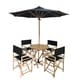 preview thumbnail 2 of 8, Salute 6-piece Bamboo Patio Set with Round Table and Umbrella by Havenside Home Black