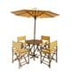 preview thumbnail 4 of 8, Salute 6-piece Bamboo Patio Set with Round Table and Umbrella by Havenside Home Yellow