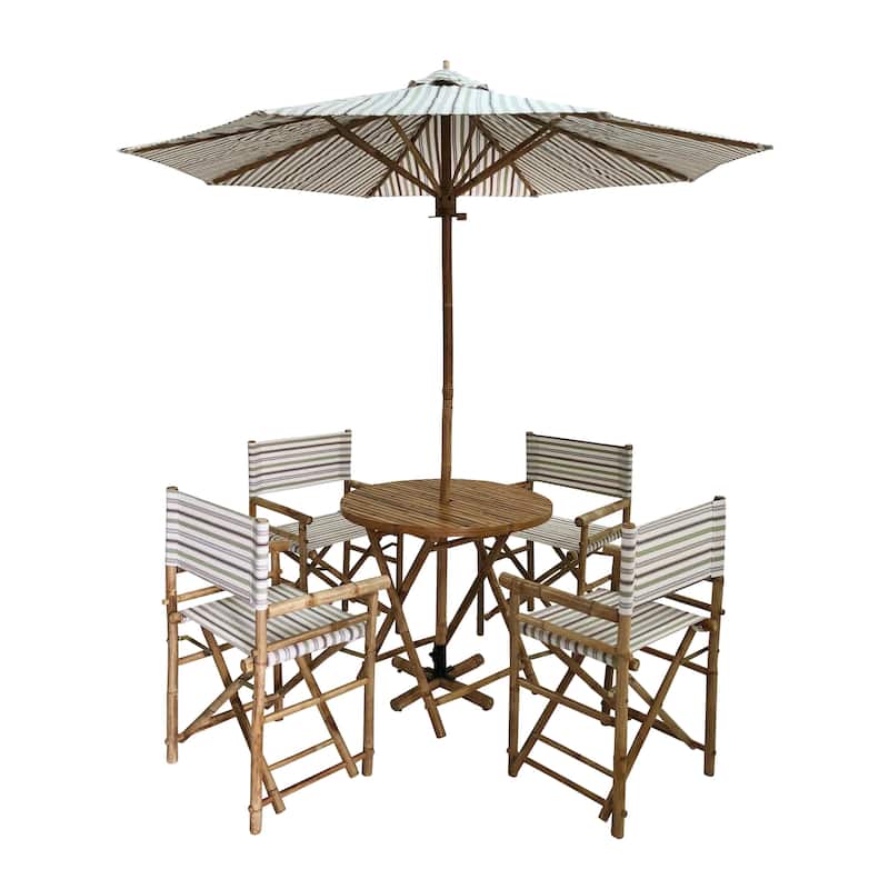 Salute 6piece Bamboo Patio Set with Round Table and Umbrella by