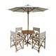 preview thumbnail 7 of 8, Salute 6-piece Bamboo Patio Set with Round Table and Umbrella by Havenside Home White Stripes