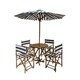 preview thumbnail 8 of 8, Salute 6-piece Bamboo Patio Set with Round Table and Umbrella by Havenside Home Blue White Stripes