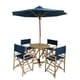 preview thumbnail 5 of 8, Salute 6-piece Bamboo Patio Set with Round Table and Umbrella by Havenside Home Navy