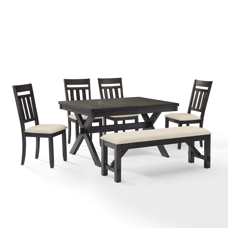 Crosley Hayden 6Pc Dining Set-Slate Table, 4 Chairs, Bench