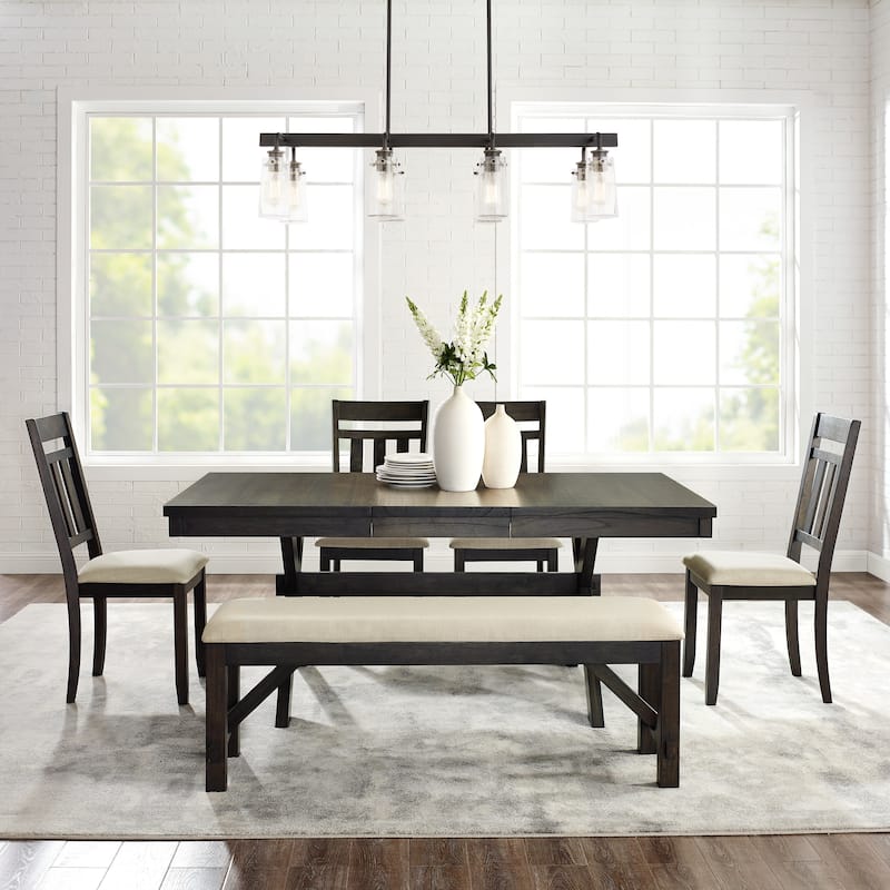 Crosley Hayden 6Pc Dining Set-Slate Table, 4 Chairs, Bench