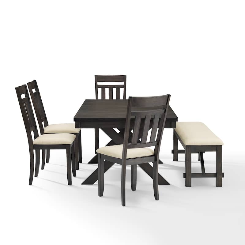 Crosley Hayden 6Pc Dining Set-Slate Table, 4 Chairs, Bench
